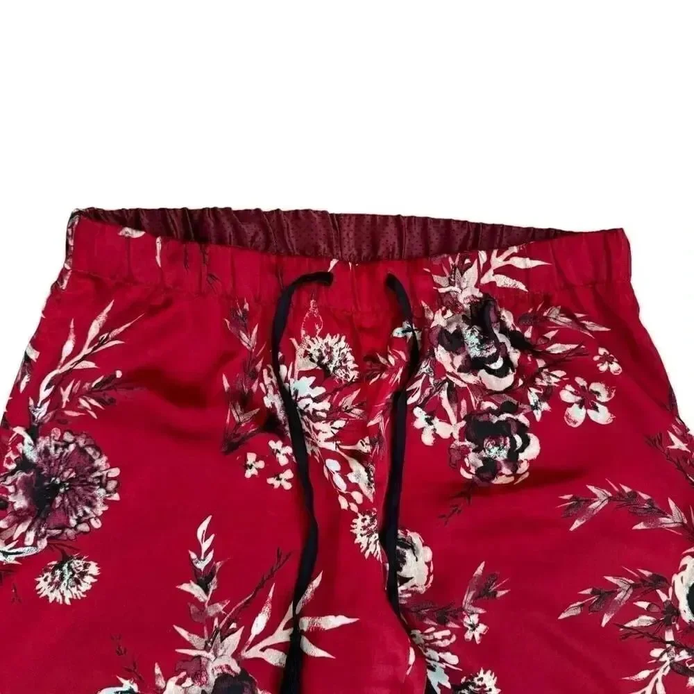 Gilligan & O'Malley Red Women's Satin Floral Lightweight Pajama Pants SZ M #1944